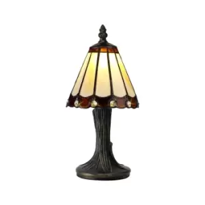 Image of Tiffany Table Lamp, 1 x E14, Brown, Clear Crystal Shade
