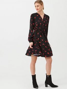 Image of Oasis Rose Bud Shirt Dress - Multi/Black, Multi Black, Size 6, Women