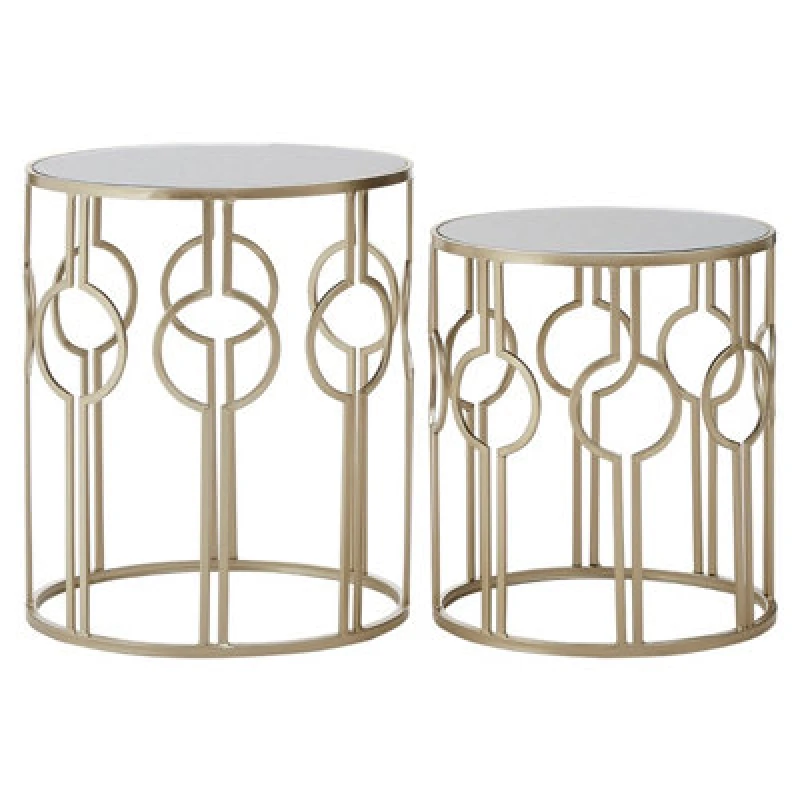 Image of Premier Housewares Avantis Circle Design Champagne Tables Gold