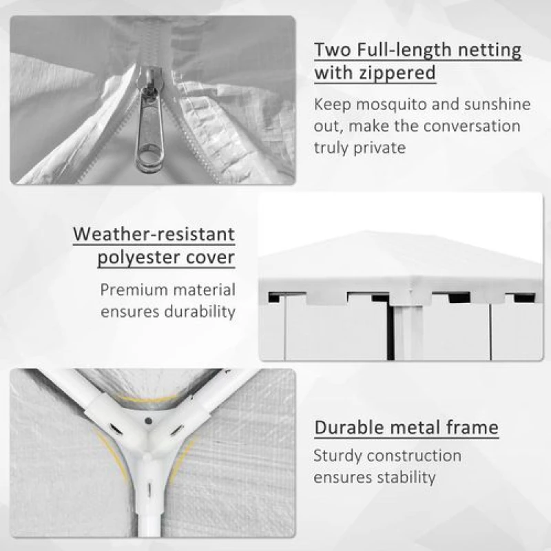 Image of Outsunny 4x3m Gazebo Outdoor Waterproof PE Canopy - White 84C-022V03WT