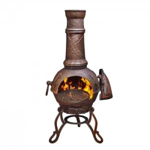 Image of Gardeco Toledo Cast Iron Chiminea with Floral Design - Large
