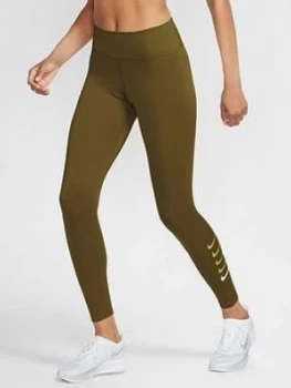 Image of Nike Running Swoosh Legging, Olive, Size S, Women