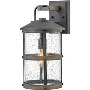 Image of Quintiesse Hinkley Lakehouse Outdoor Wall Lantern Aged Zinc with Driftwood Grey, IP44