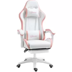 Image of Vinsetto Racing Style Gaming Chair with Reclining Function Footrest, Pink - Pink