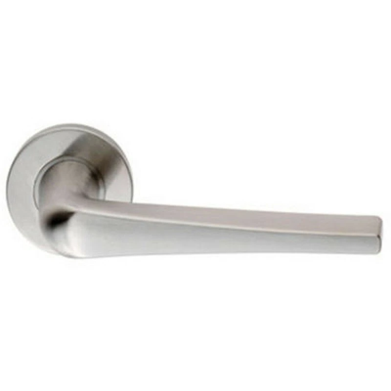 Image of Loops PAIR Straight Flat Topped Bar Handle on Round Rose Concealed Fix Satin Steel Metallics