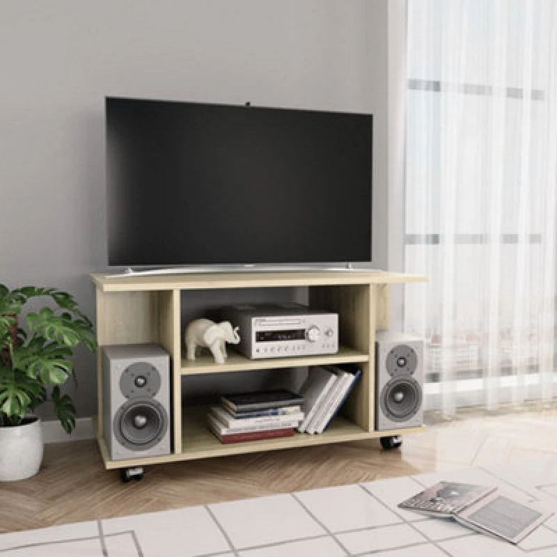 Image of VIDAXL TV Cabinet with Castors Sonoma Oak 80x40x45cm Engineered Wood Vidaxl 800192