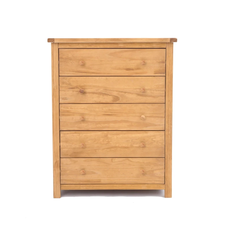 Image of Cabinet Bits Lugo 5 Drawer Chest of Drawers Wood Knob in Light Brown Light Brown Unisex