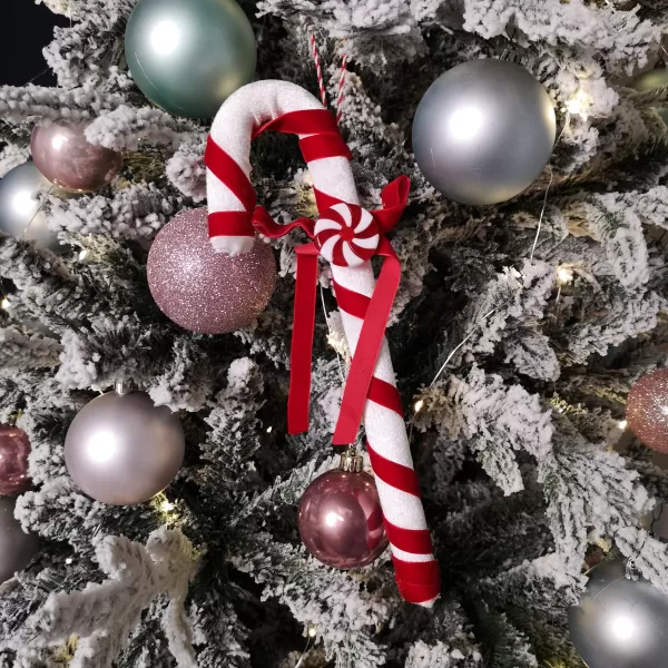 Image of 29cm Red and White Stripe Hanging Christmas Candy Cane Decoration