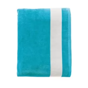 Image of SOLS Lagoon Cotton Beach Towel (One Size) (Turquoise/White)