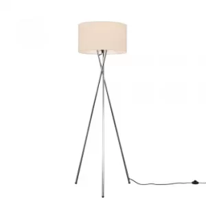 Image of Camden Chrome Tripod Floor Lamp with XL Mink Reni Shade
