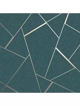 Image of Fine Decor Quartz Fractal Wallpaper In Emerald