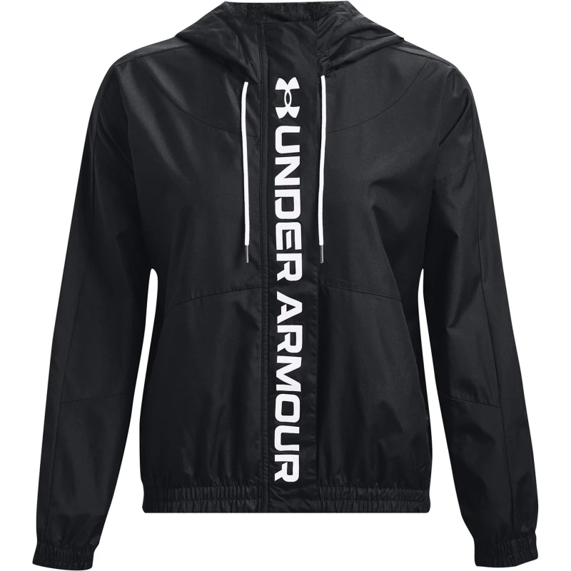 Image of Under Armour RUSH Woven Full-Zip Jacket Black/White female 12 (M)