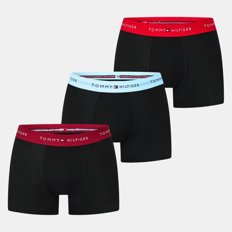 Image of Tommy Hilfiger 3 Pack Logo Waistband Trunks Red/Red/Blu male Large