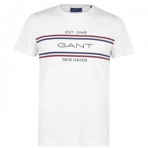 Image of Gant Stripe Short Sleeve T Shirt - White 113