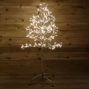 Image of 108cm Warm White 230 LED Silver Christmas Tree Metal Frame Light Up Silhouette