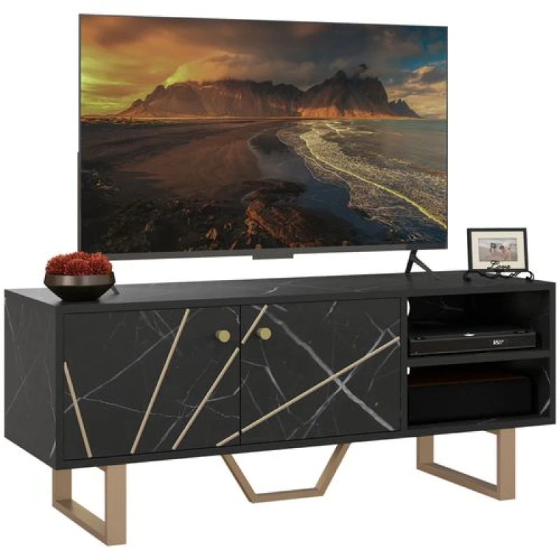 Image of HOMCOM TV Unit for Living Room, TV Stand, Black Marble 83B-028V00BK