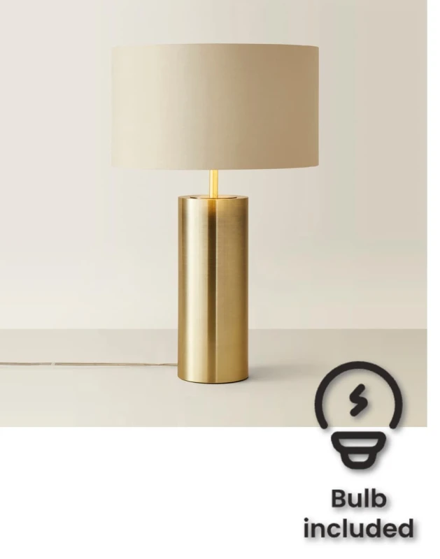Image of ValueLights Lexy Beige & Metallic Gold Shade with Gold Dimmable Touch Table Lamp & LED Bulb Beige