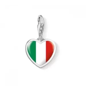 Image of Thomas Sabo Charm Club Silver Italy Flag Heart Pendant 1408-603-7
