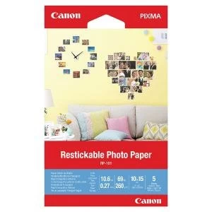 Image of Canon Restickable Photo Paper RP-101 4x6in Pack of 5 3635C002