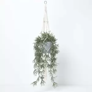 Image of Homescapes - Artificial Hanging Basket Green Rhipsalis Plant, 116cm - Green
