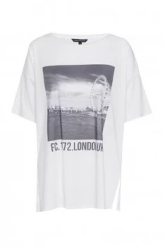 Image of French Connection London Eye Round Neck Jersey T Shirt Winter White
