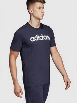 Image of adidas Essential Linear Logo T-Shirt - Navy, Size 3XL, Men