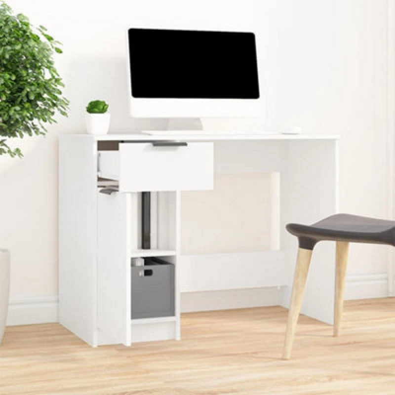 Image of Vidaxl Desk White 100X50X75cm Engineered Wood, White 811493