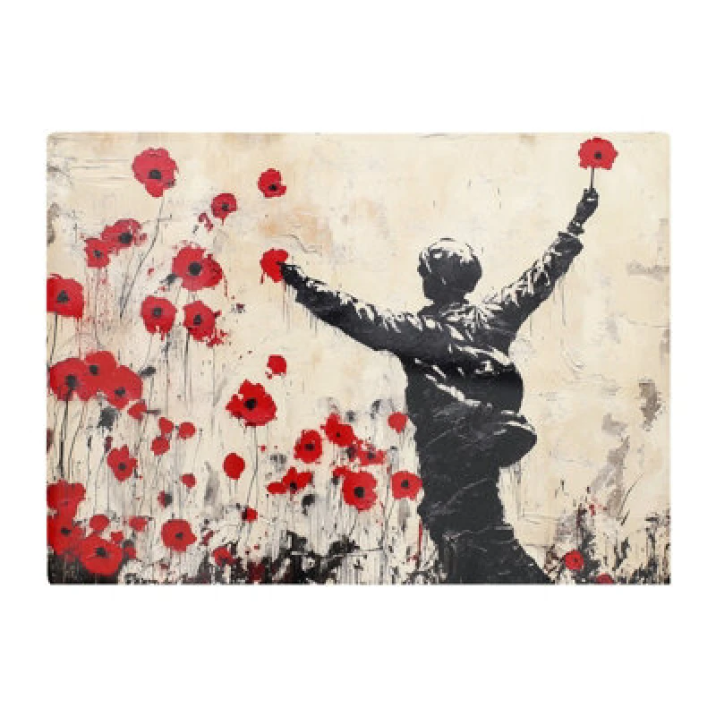 Image of Warren Reed Designer Banksy Inspired Poppy Fields Chopping Board