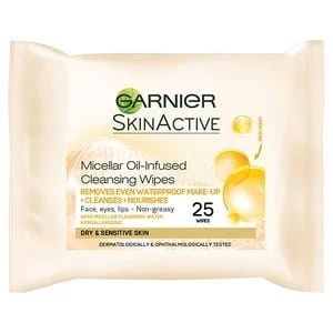 Image of Garnier Miceller Oil Infused Face Wipes 25 Wipes