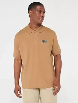 Image of Lacoste Large Croc Oversized Polo Shirt - Brown, Size L, Men