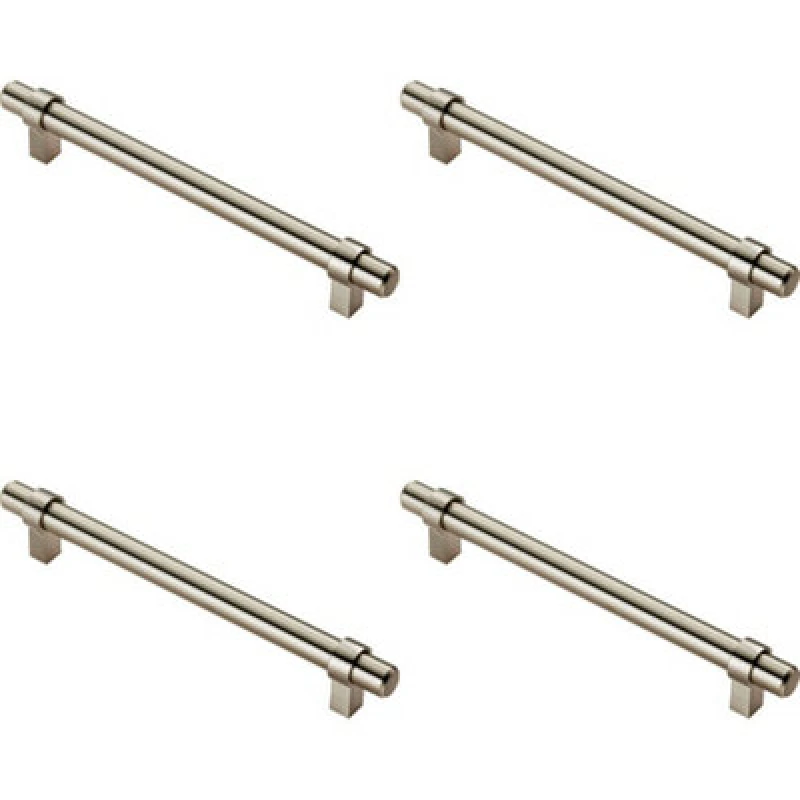 Image of Loops 4x Round T Bar Cabinet Pull Handle 200 x 14mm 160mm Fixing Centres Satin Nickel Metallics unisex
