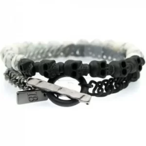 Image of Mens Icon Brand Base metal Bones Bones Bones Black Bracelet