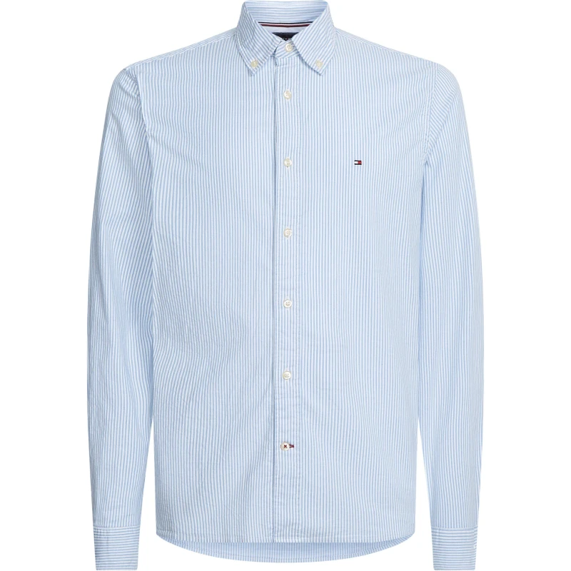 Image of Tommy Hilfiger CORE 1985 FLEX OXFORD STRIPE SHIRT - White White XS