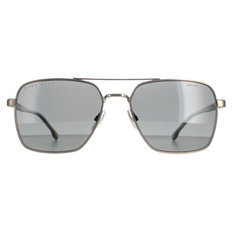 Image of Hugo Boss Aviator Matte Ruthenium Grey Polarized BOSS 1045/S Silver male