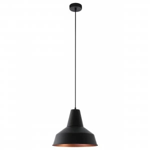 Image of EGLO ES/E27 Pendant Light Black/Copper - 49387
