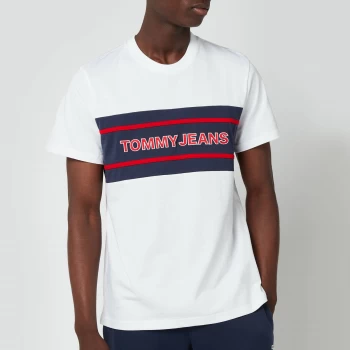 Image of Tommy Jeans Mens Stripe Colour Block T-Shirt - White/Multi - M