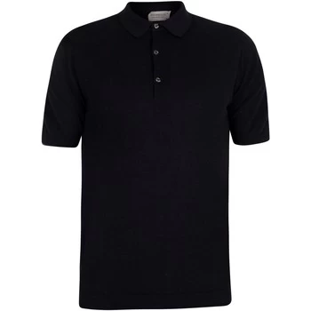 Image of John Smedley Roth Pique Poloshirt mens Polo shirt in Blue - Sizes UK S,UK M