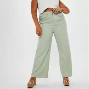 Image of Missguided Plus Size Wide Leg Trousers - Green