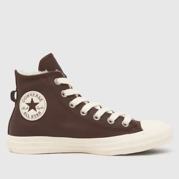 Image of Converse all star hi winter warmers trainers in dark brown