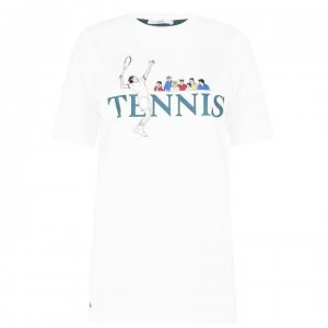 Image of Lacoste L!VE Tennis T Shirt - Flour/Multico