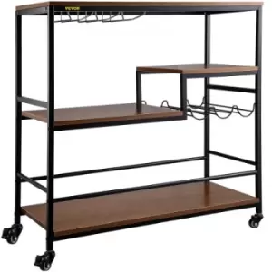 Image of VEVOR Rustic Bar Cart, 3-Tier Industrial Bar Cart for Home, Bar Cart with Wine Rack & Glass Holders, 35.4 x 15.7 x 37.4 inches Home Bar & Serving Cart