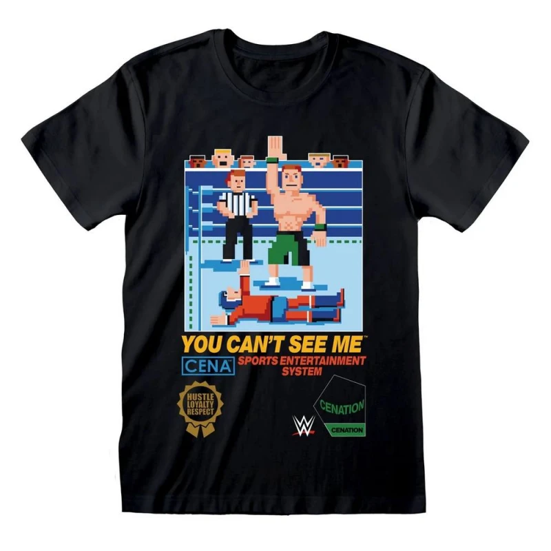 Image of WWE Mens You Can't See Me T-Shirt in Black Size: XL Black Male XL