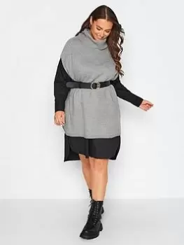 Image of Yours Tabard Rib Vest - Grey, Size 26-28, Women