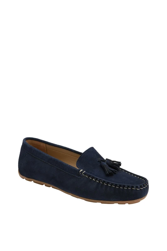 Image of Ravel Womens 'Bute' Suede Loafers in Navy Size: 4 Navy Female 4