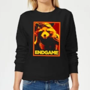 Image of Avengers Endgame Rocket Poster Womens Sweatshirt - Black - M