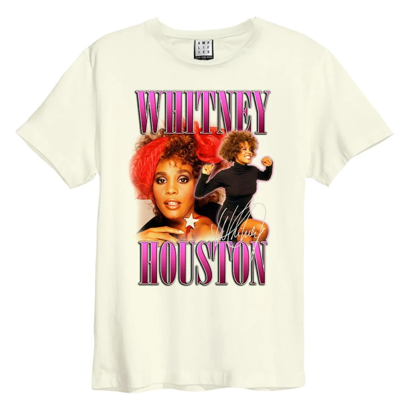 Image of Amplified Amplified Men Red Bow Beauty Whitney Houston T-Shirt in White Size: 3X-Large White XXXL Male 5063806466574