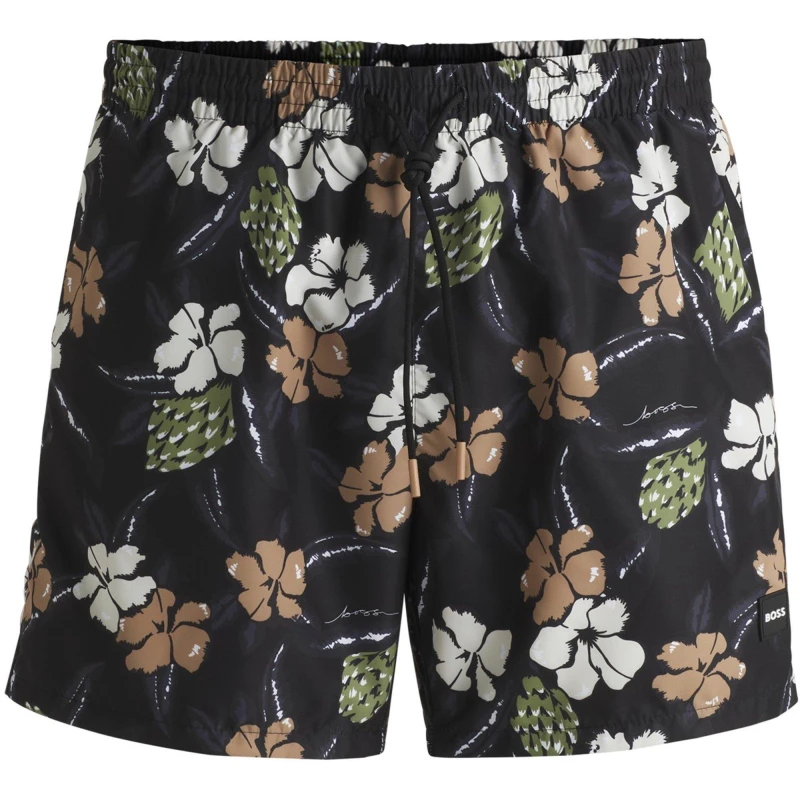 Image of Boss Mens Piranha Breathable Mesh Lining Swim Shorts Black 003 male S