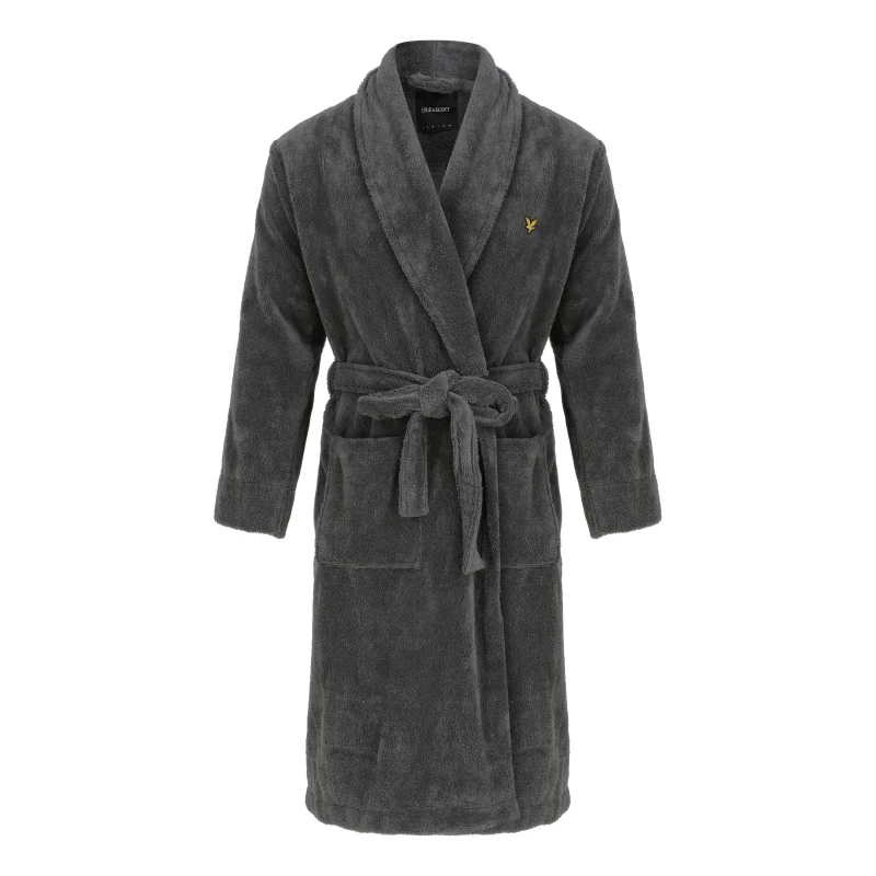 Image of Lyle and Scott Mens Towel Dressing Gown Granite Grey male S