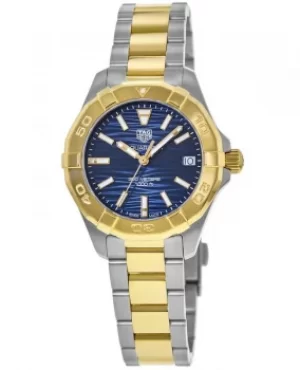 Image of Tag Heuer Aquaracer Lady 300M 32MM Blue Dial Stainless Steel and Yellow Gold Womens Watch WBD1325.BB0320 WBD1325.BB0320