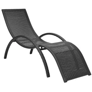 Image of Charles Bentley Rattan-Effect Curved Sun Lounger - Dark Brown